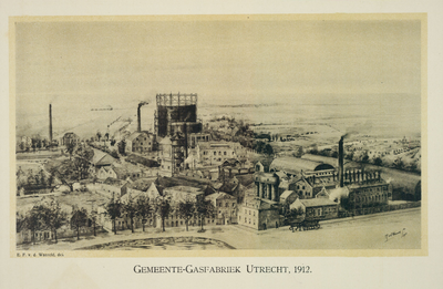 37870 Gezicht op de Gemeentelijke Gasfabriek (Wittevrouwensingel 75) te Utrecht, uit het zuidwesten.01-01-1912-31-12-1912